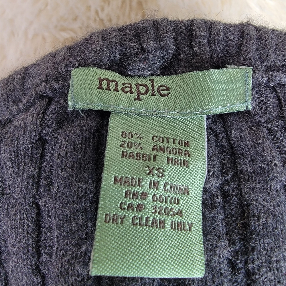 Maple Anthropologie Women's Sz XS Sweater Dress Gray Stretch Angora Cable Knit N - Picture 6 of 9